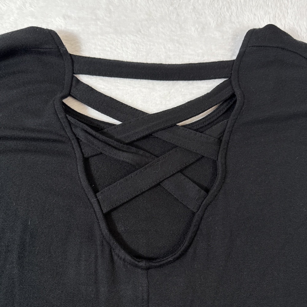 Athleta Black Criss-Cross Back Modal Blend Long Sleeve Top XS Made in USA - Picture 7 of 9